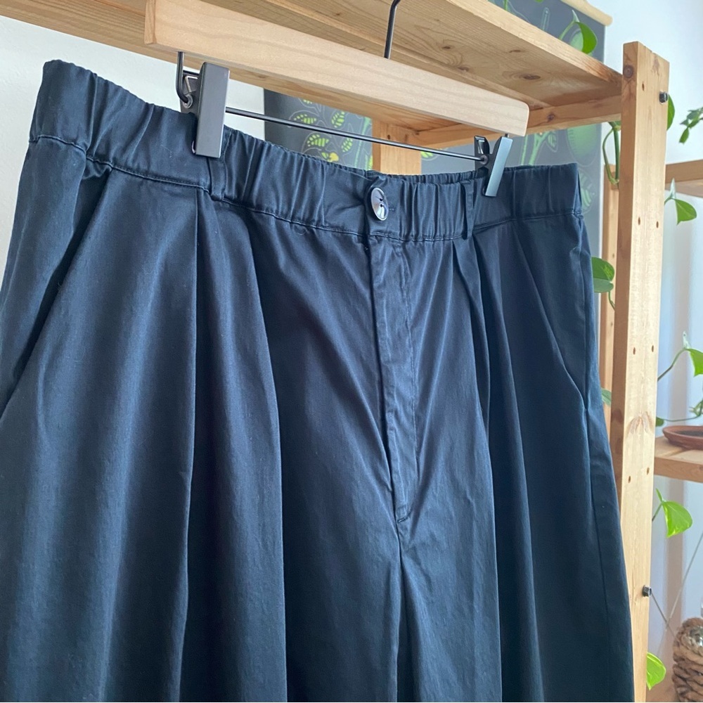 Anthropologie Maeve Black Curve Poplin Barrel Leg Pants L - Picture 7 of 16